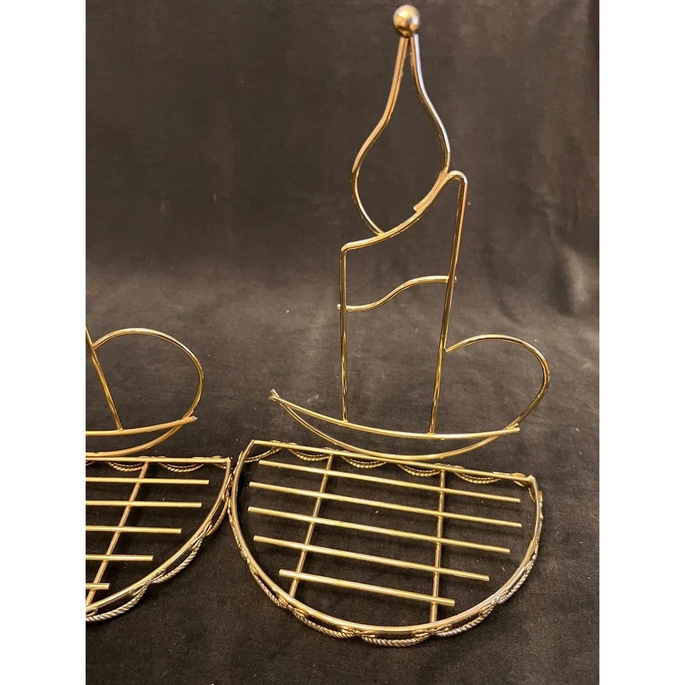 HOMCO Gold Metal Wire Shelf | Set of 2 | Cottage Grandma Bow Y2K